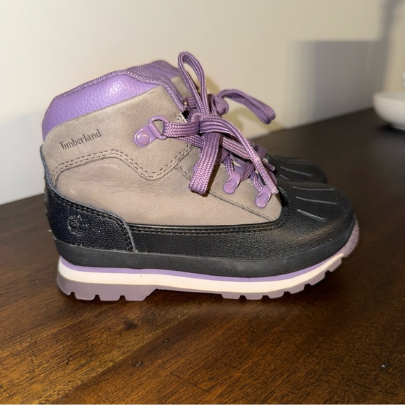 Timberland Euro Hiker Shell Toe Boots Purple Gray Unisex Child Size 11 - Picture 1 of 11